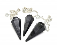 3er Set Pendel Obsidian Hexagonal facettiert ca. 35-40 mm an Kette ca. 21 cm